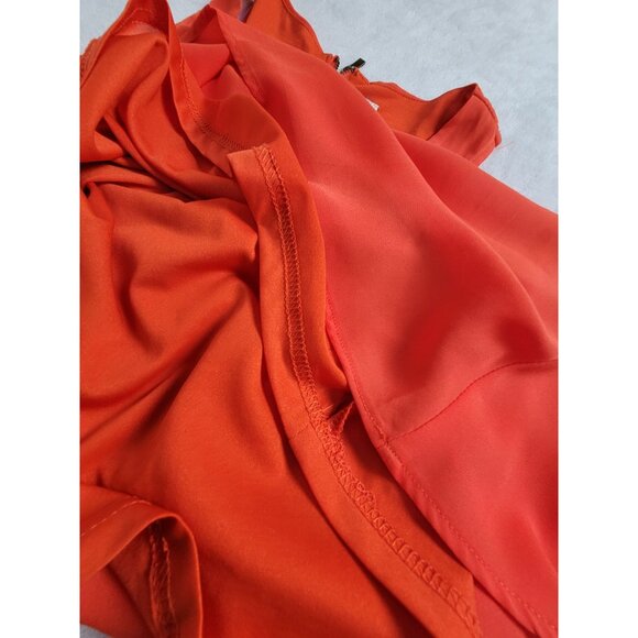 Moonlight Womens Sleeveless Orange A-Line Dress Medium V-Neck Sheer Side Panels - Picture 8 of 9